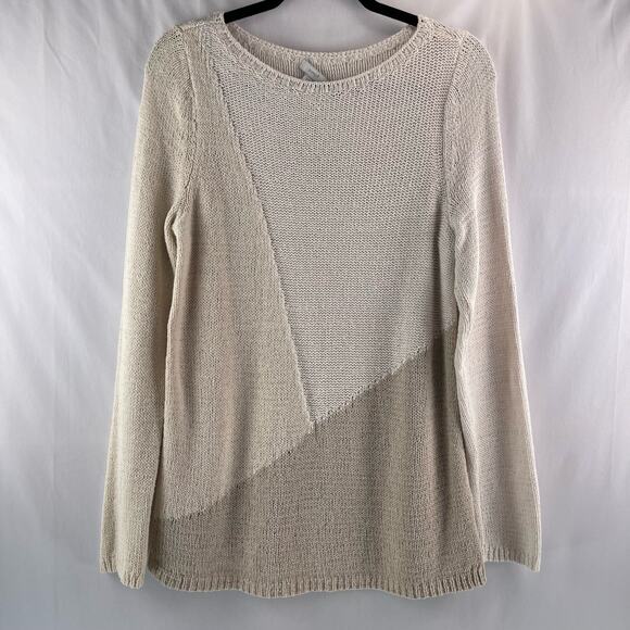 J. Jill Pure Jill Colorblock Lightweight Cotton Blend Tunic Sweater - Picture 1 of 10